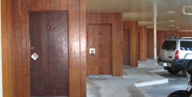 link to full image of Curly Redwood Lodge Doors to Rooms